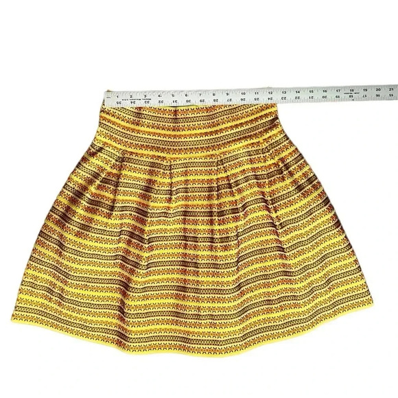 BEULAH STYLE Yellow Elastic Band Skirt Short Multicolor Stripe Lined sz L - Picture 3 of 7